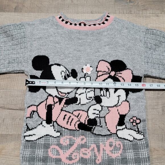 VTG 90s Mickeys Stuff for Kids Scalloped Sweater "Love" Minnie Pink Heart Print - Picture 8 of 8